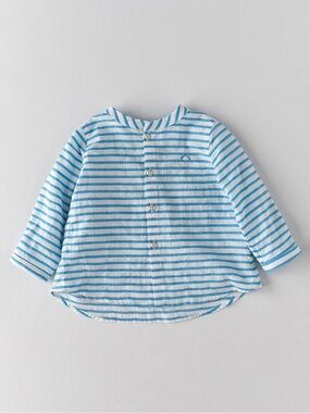 NWOT Nanos Striped Blue & White Kids Button Down